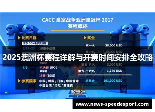 2025澳洲杯赛程详解与开赛时间安排全攻略 2025澳洲杯赛程详解与开赛时间安排全攻略